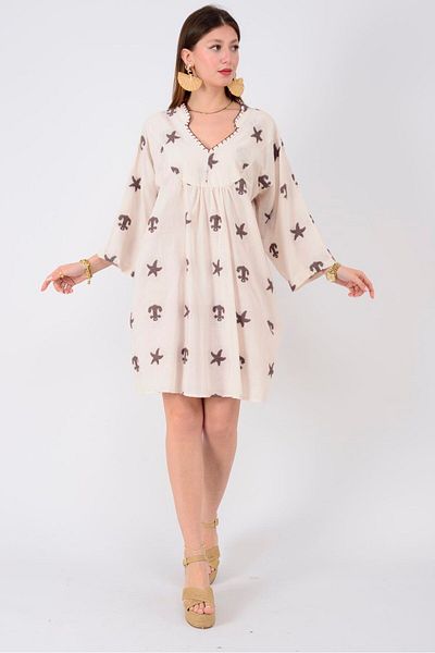 Park Moda AN10716 ΚΟΝΤΟ ΦΟΡΕΜΑ ΜΕ ΚΕΝΤΗΜΕΝΟ ΑΣΤΕΡΙ ΘΑΛΑΣΣΗΣ
