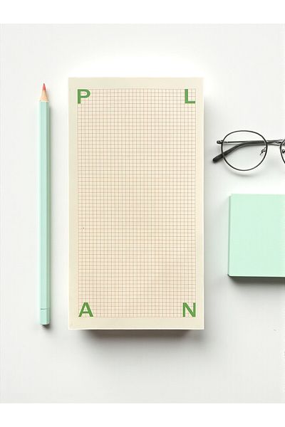 Fark Tanıtım Kopar-At Checkered Note Paper |   150 Sheets, 90 Gr Ivory Paper |   Long Form Planner – 226X118 mm