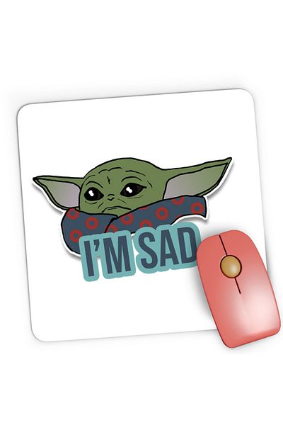 OEM Mousepad Gaming Baby Yoda Sad Cry Star Wars, 21x19 см