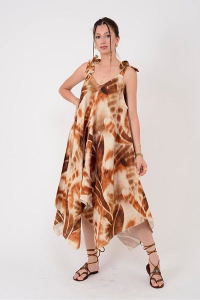 Park Moda 6512 ΦΟΡΕΜΑ ΑΣΥΜΜΕΤΡΙΚΟ ΛΙΝΟ ΜΕ ΣΧΕΔΙΟ ΜΠΡΟΣΤΑ ΠΙΣΩ ΜΕ ΛΑΝΤΑΝΙΑ Β