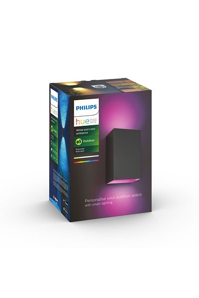 Philips Hue WCA Resonate Outdoor Wall Lantern, Black | Philips Hue