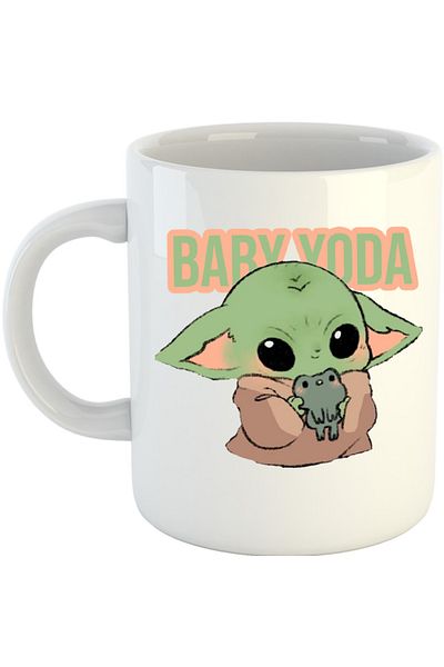 OEM Cana Baby Yoda Frog Small Cute Pillow, alba, 330 ml