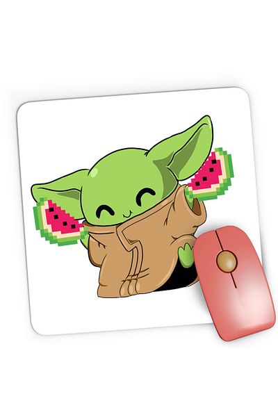 OEM Mousepad Gaming Baby Yoda Watermelon Happy Dance Jedi, 21x19 см