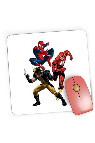 OEM Mousepad Gaming Wolverine Spiderman Flash Fight Villians Super Powers, 21x19 см