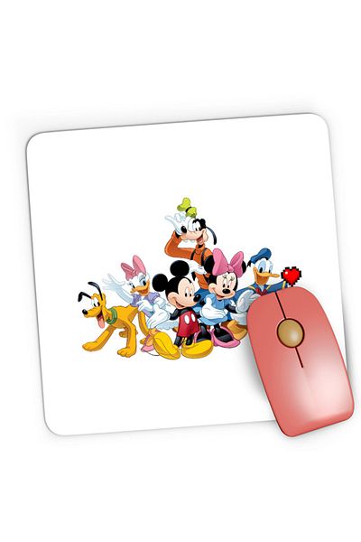 OEM Mousepad Gaming Mickey Mouse Group Photo Memory Pluto Donald Gooffy, 21x19 см