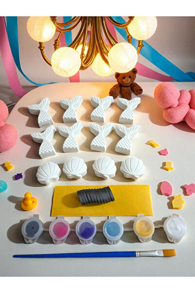 Oyunla Sanat 12 Adet Denizden Taş Boyama Mıknatıslı Magnet Seti, Dıy, kendin Yap, Doğum Günü Hediyesi