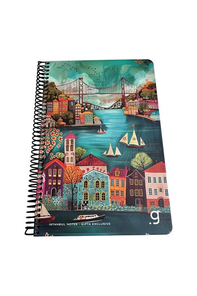 Polin Istanbul Notes Spiral Notebook, Decorative Istanbul Design, 17X24Cm, 80 Sheets, Checkered, Hard Cover