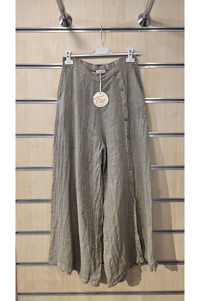 Park Moda Italian Linen Trousers with Button Detail