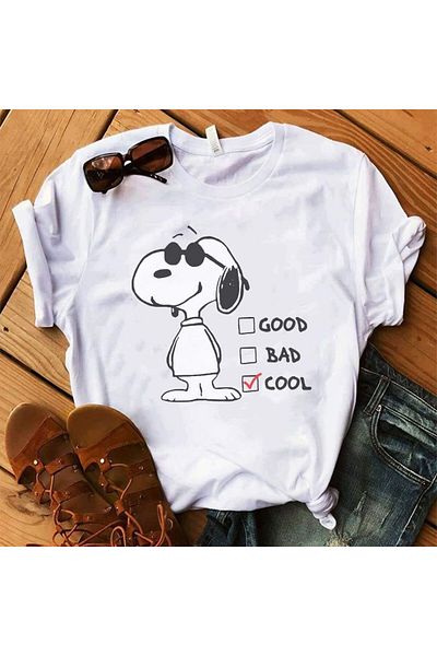 VOICTEC Women Oversize Snoopy Crew Neck T-Shirt