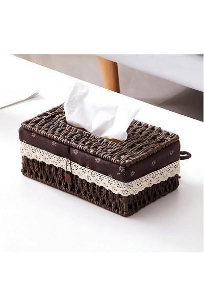 Cozy Nest Woven Tissue Box with Cover, Perfect for Living Room, Bathroom, Home, Office