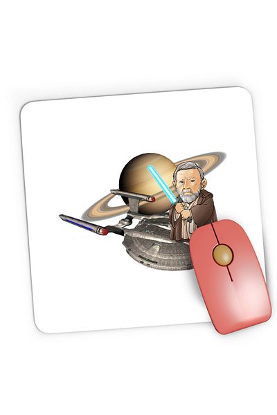 OEM Mousepad Gaming Star Trek Obi Wan Kenobi Ride Spaceship Saturn Planet Ring, 21x19 см