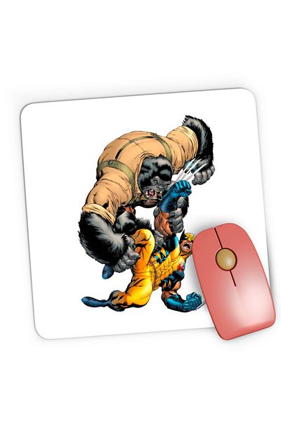 OEM Mousepad Gaming Wolverine Fight Monkey Monster Protect Humans, 21x19 см