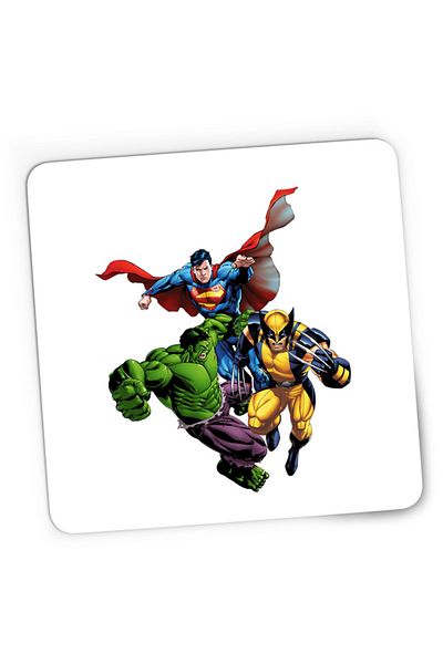 OEM Mousepad Gaming Hulk Wolverine Superman Marvel Super Powers Heroes, 21x19 см