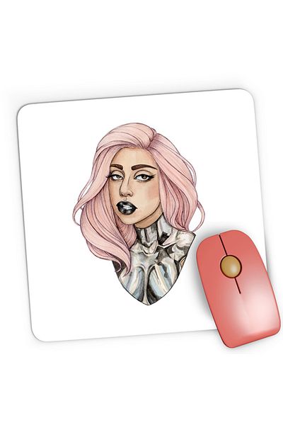 OEM Mousepad Gaming Lady Gaga Draw Beautiful Model Fashion Design, 21x19 см