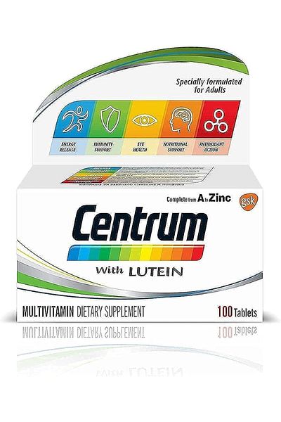 Centrum with Lutein, A to Zinc supplements for Adults with Vitamin B, C, D, Minerals, Nutrients and