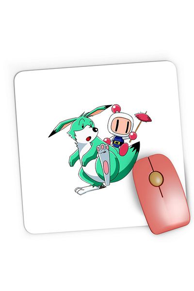 OEM Mousepad Gaming Bomberman Dinossaur Ride Summer Juice Hot, 21x19 см