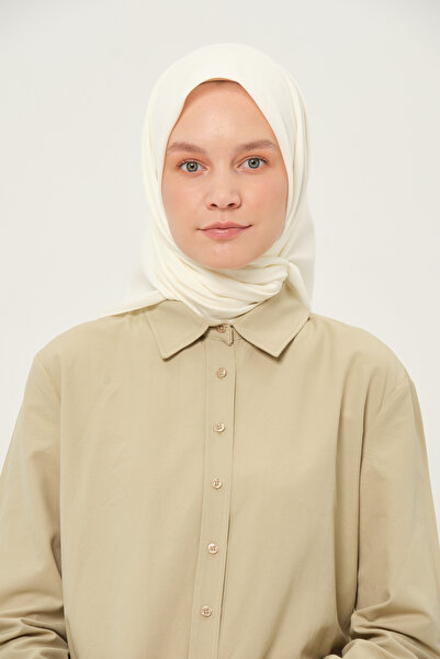 Madame Polo Poly Coton Square Scarf Bone Cotton Breathable Fabric