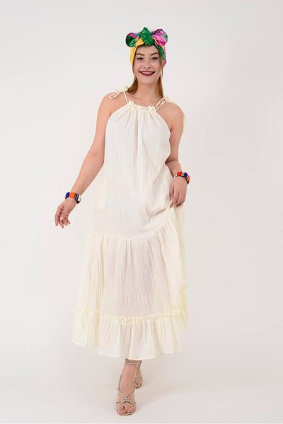 Park Moda AN10663 Ακατέργαστο Φόρεμα Μποέμ με Ρυθμιζόμενο Λουράκι