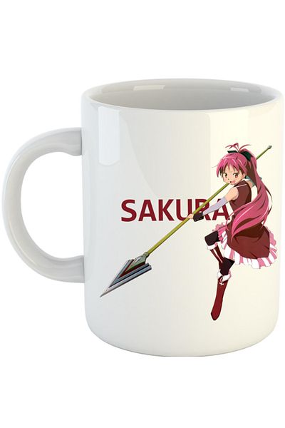 OEM Madoka Magica Sakura Polearm Energic Fire Mug, white, 330 ml
