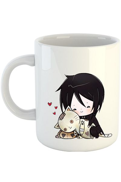 OEM Cana Black Butler Sebastian Demon Love Cats, alba, 330 ml