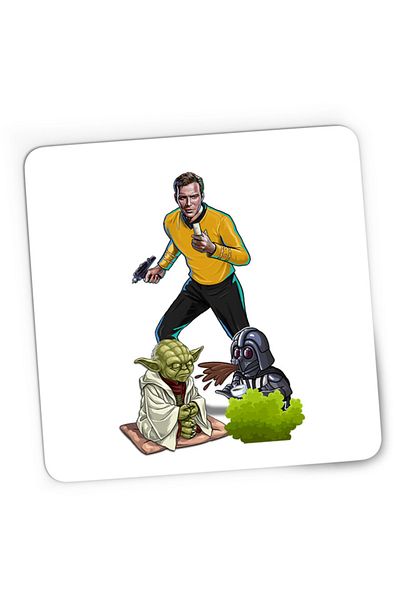 OEM Mousepad Gaming Star Trek Star Wars Yoda Genius Master Darth Vader Spit Coffee, 21x19 см