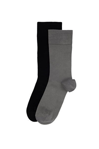 Pierre Cardin Erkek Bambu Karışımlı 2'li Paket Gri Soket Basic Çorap 50308478-100