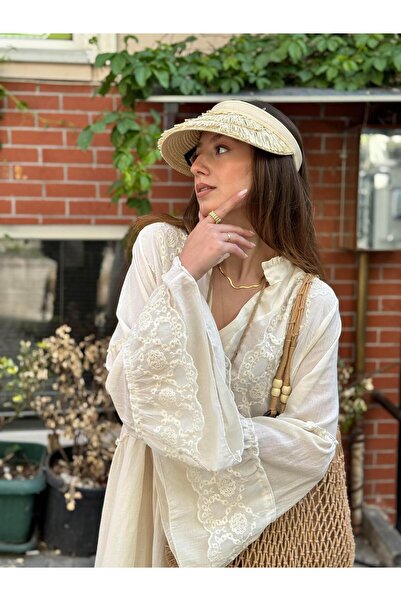 Park Moda AN10659 ROCHIE RAW CU DETALII BRODATI CU MANE TRUMPET