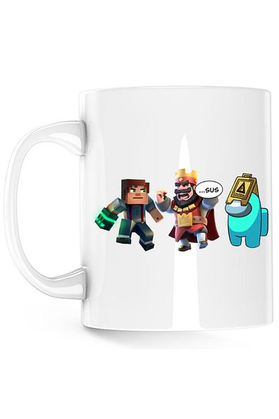 OEM Cana Clash Royale Among Sus Caution Minecraft Steve, alba, 330 ml