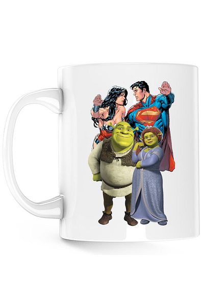 OEM Cana Shrek Princess Fiona Ogre Medieval Superman Wonderwoman, alba, 330 ml