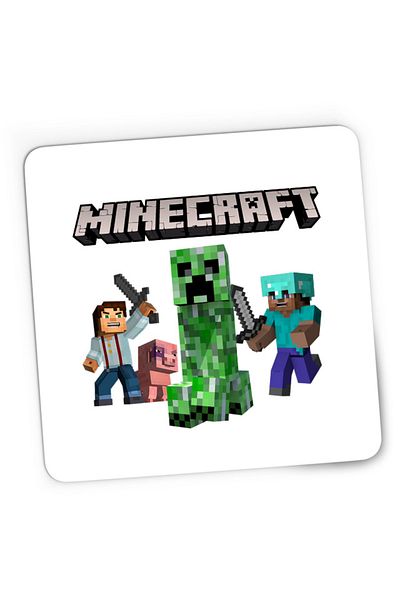 OEM Mousepad Gaming Minecraft Steve Creeper Explode Logo Loot, 21x19 см