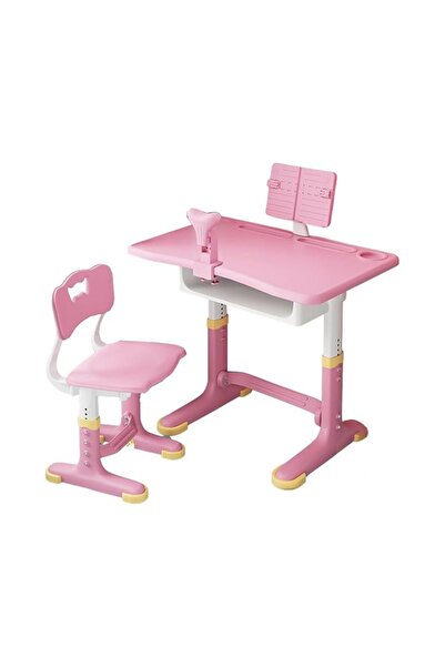 hectarul Adjustable Desk and Chair Set for Kids with LED Lamp, Pink