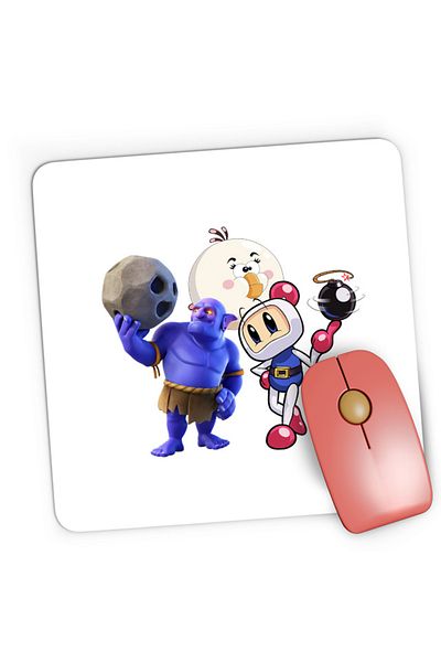 OEM Mousepad Gaming Clash of Clans Tank Rock Throw Bomberman Angry, 21x19 см