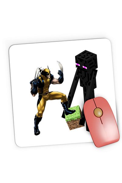 OEM Mousepad Gaming Minecraft Enderman Wolverine Grass Cube, 21x19 см