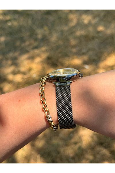 Ferrucci Rosegold and Black Two Color Simple Stylish Wicked Cord Steel Color Do Not Change Women's Watch