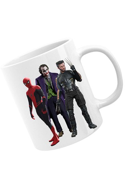 OEM Cana Spiderman Wolverine Joker Marvel DC American Comics, alba, 330 ml