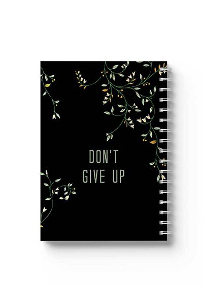 LOWHA Spiral Notebook with Front and Back Hard Covers Featuring Don't Give Up with Flowers Design