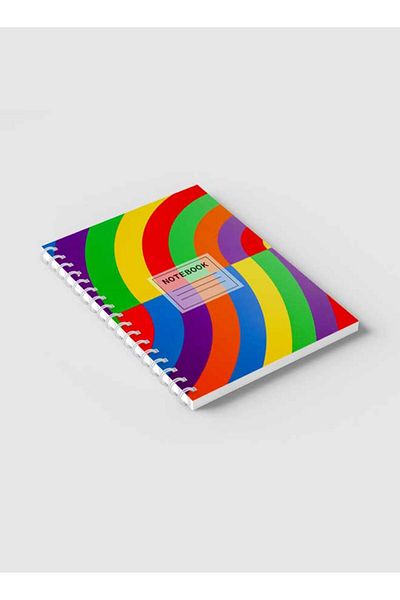 LOWHA Spiral Notebook with Front and Back Hard Covers Featuring Abstract Colored Connected Shapes Design