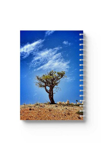 LOWHA Spiral Notebook with Front and Back Hard Covers Featuring Tree Design