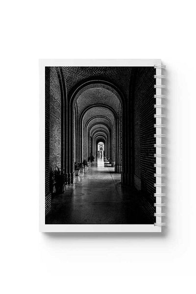 LOWHA Spiral Notebook with Front and Back Hard Covers Featuring Long Hall Design