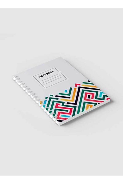 LOWHA Spiral Notebook with Front and Back Hard Covers Featuring Abstarct Colored Lines Design