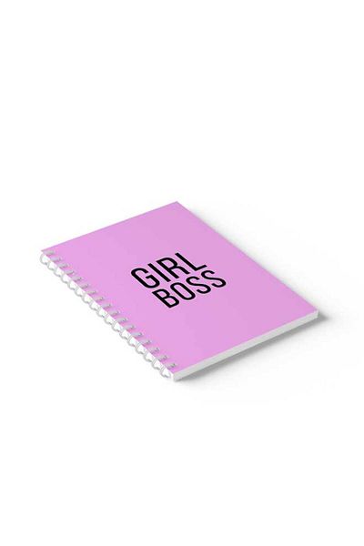 LOWHA Spiral Notebook with Front and Back Hard Covers Featuring Girl Boss Design