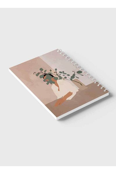 LOWHA Spiral Notebook with Front and Back Hard Covers Featuring Boho Woman Design