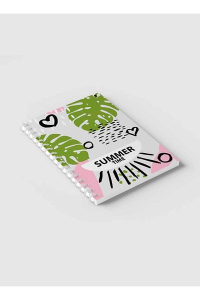 LOWHA Spiral Notebook with Front and Back Hard Covers Featuring Summer Time Design
