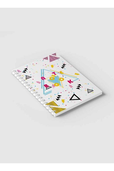 LOWHA Spiral Notebook with Front and Back Hard Covers Featuring Retro Geometric Design