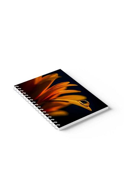 LOWHA Spiral Notebook with Front and Back Hard Covers Featuring Flower with A Drop of Water Design