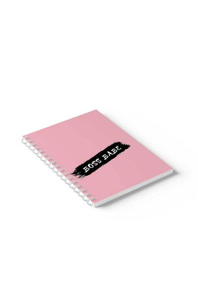 LOWHA Spiral Notebook with Front and Back Hard Covers Featuring Boss Babe Design