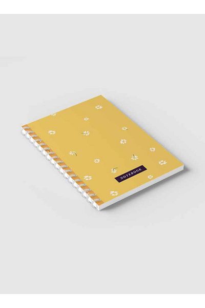 LOWHA Spiral Notebook with Front and Back Hard Covers Featuring Flower Design