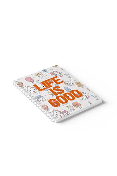LOWHA Spiral Notebook with Front and Back Hard Covers Featuring Life Is Good Design