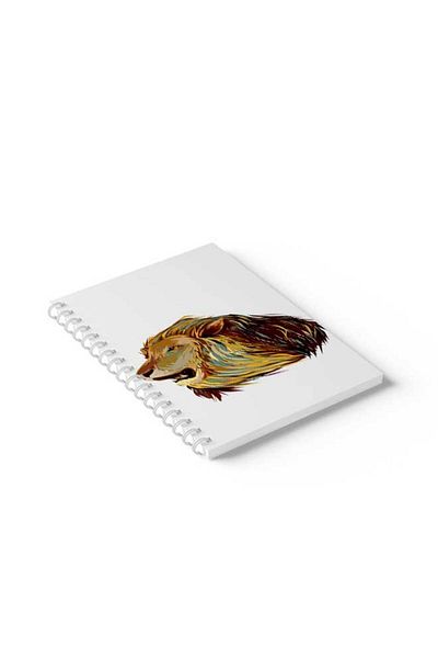 LOWHA Spiral Notebook with Front and Back Hard Covers Featuring Painted Lion Design