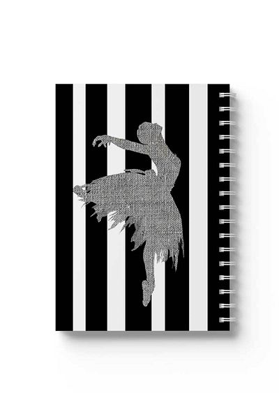LOWHA Spiral Notebook with Front and Back Hard Covers Featuring Ballerina Design